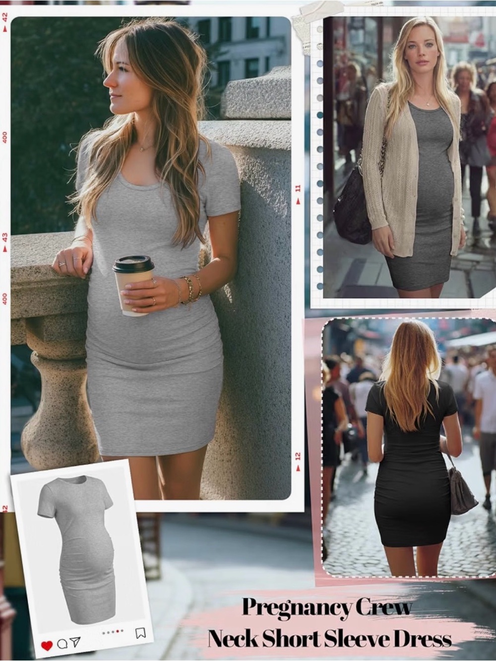 Set of 2 Short-Sleeve Maternity Women’s Dresses